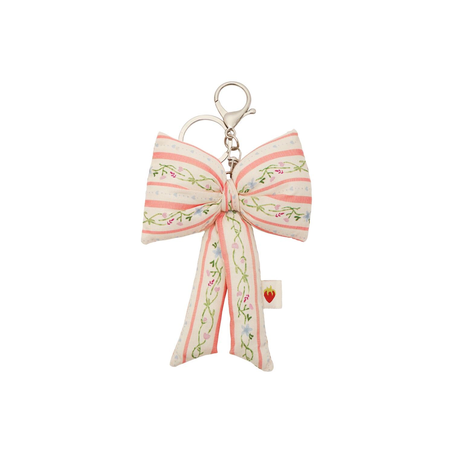 Fabric Bow nøglering - Summer Stripes Peach